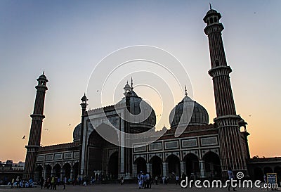 Jama Masjid after sun down, Delhi, India Editorial Stock Photo